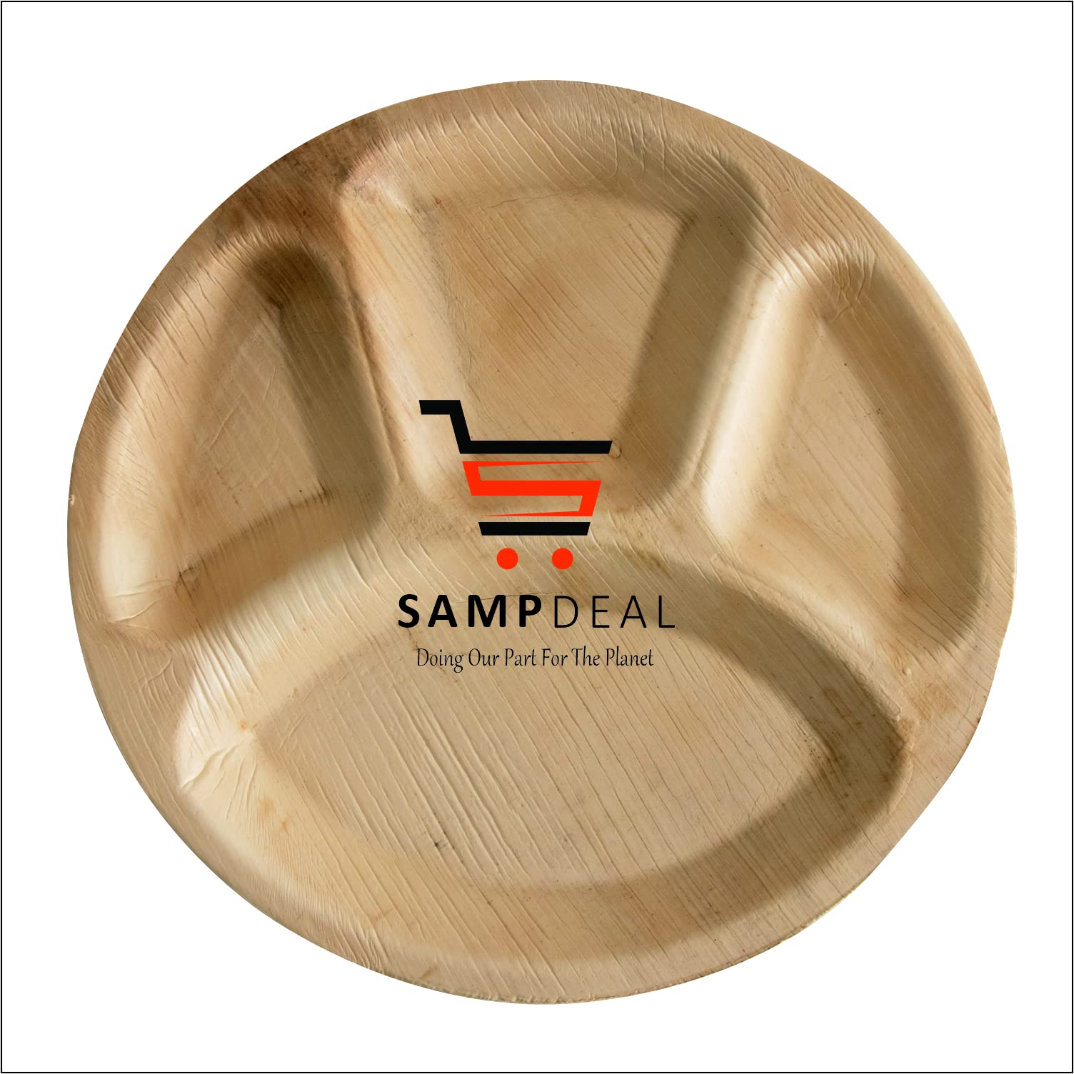 SAMP DEALNatural Biodegradable Tray - Pack of 25, Soak Free 100% Compostable Like Bamboo Better Than Paper Heavy Duty - Elegant - Premium Party Plates (4 Partition 10 inch Round -25 pcs)