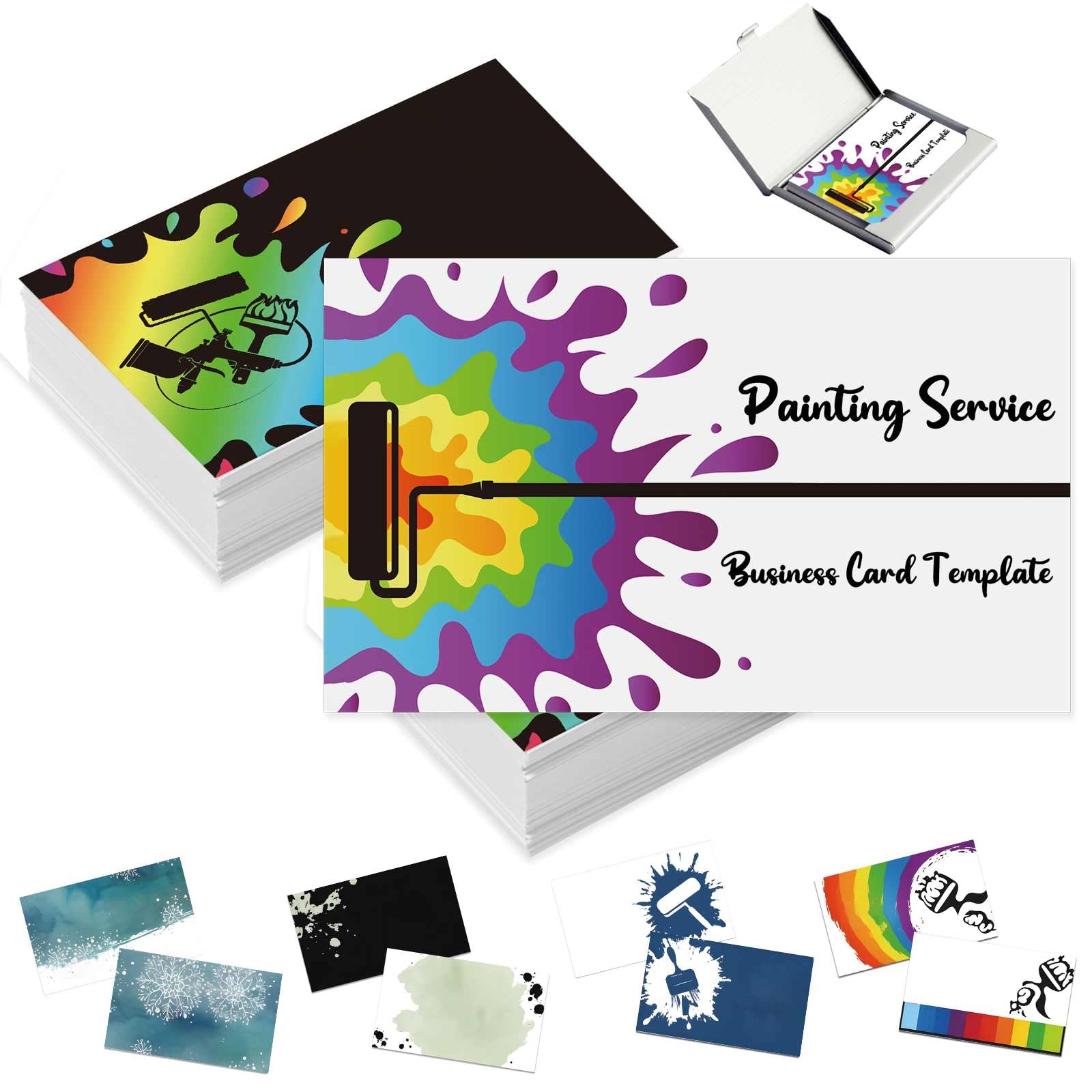 Custom Business Cards - Personalized With Photo, Logo, Text for Small Business - Double Sided, Printable, Waterproof - 1000, 500, 200, 100 Count - 3.5" x 2" Painting Template — image 1