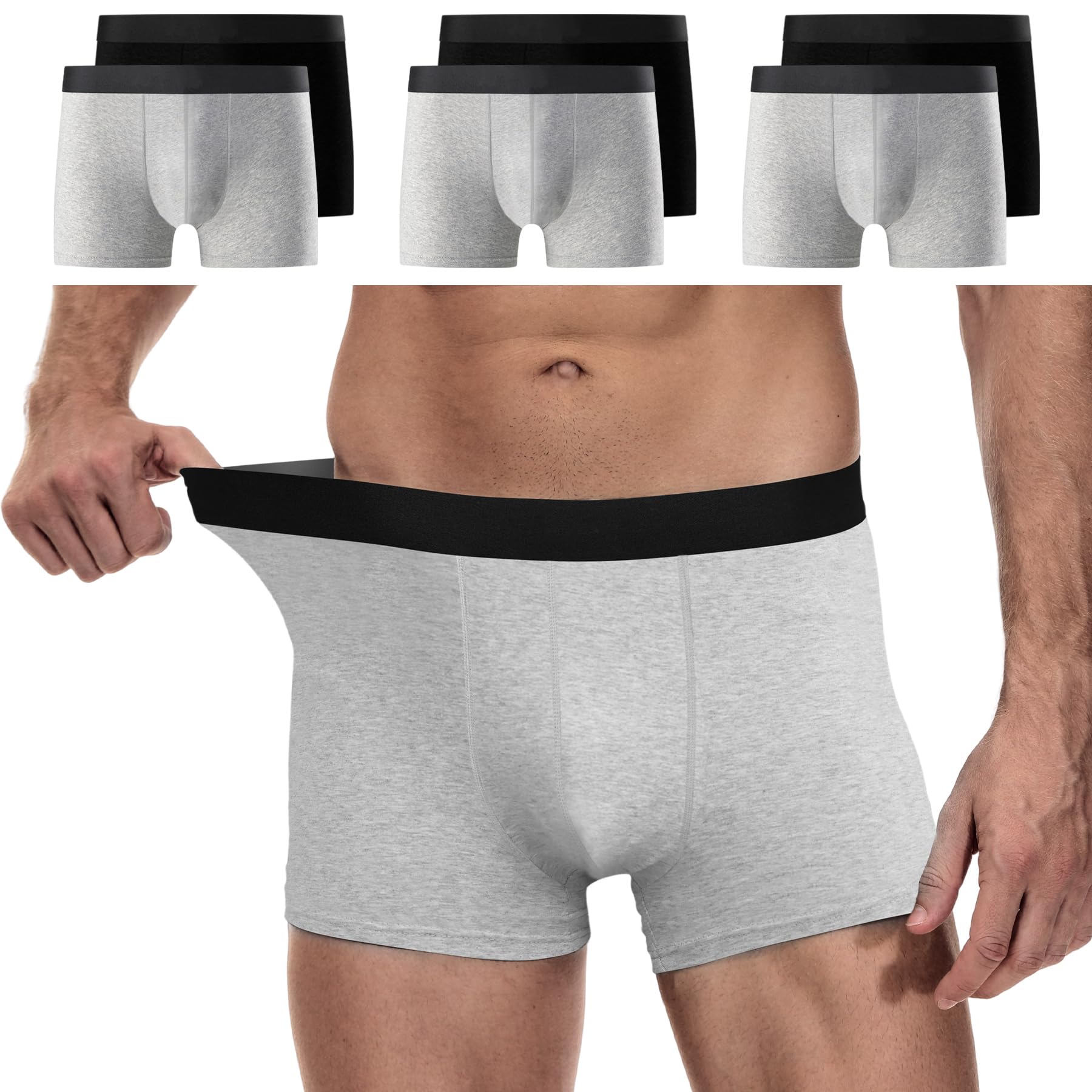 YouShow Boxer Uomo Cotone, Confezione da 6/12 Pezzi, Mutande Uomo Intimo, Elasticizzato, Confortevoli, privi di Etichette Che graffiano