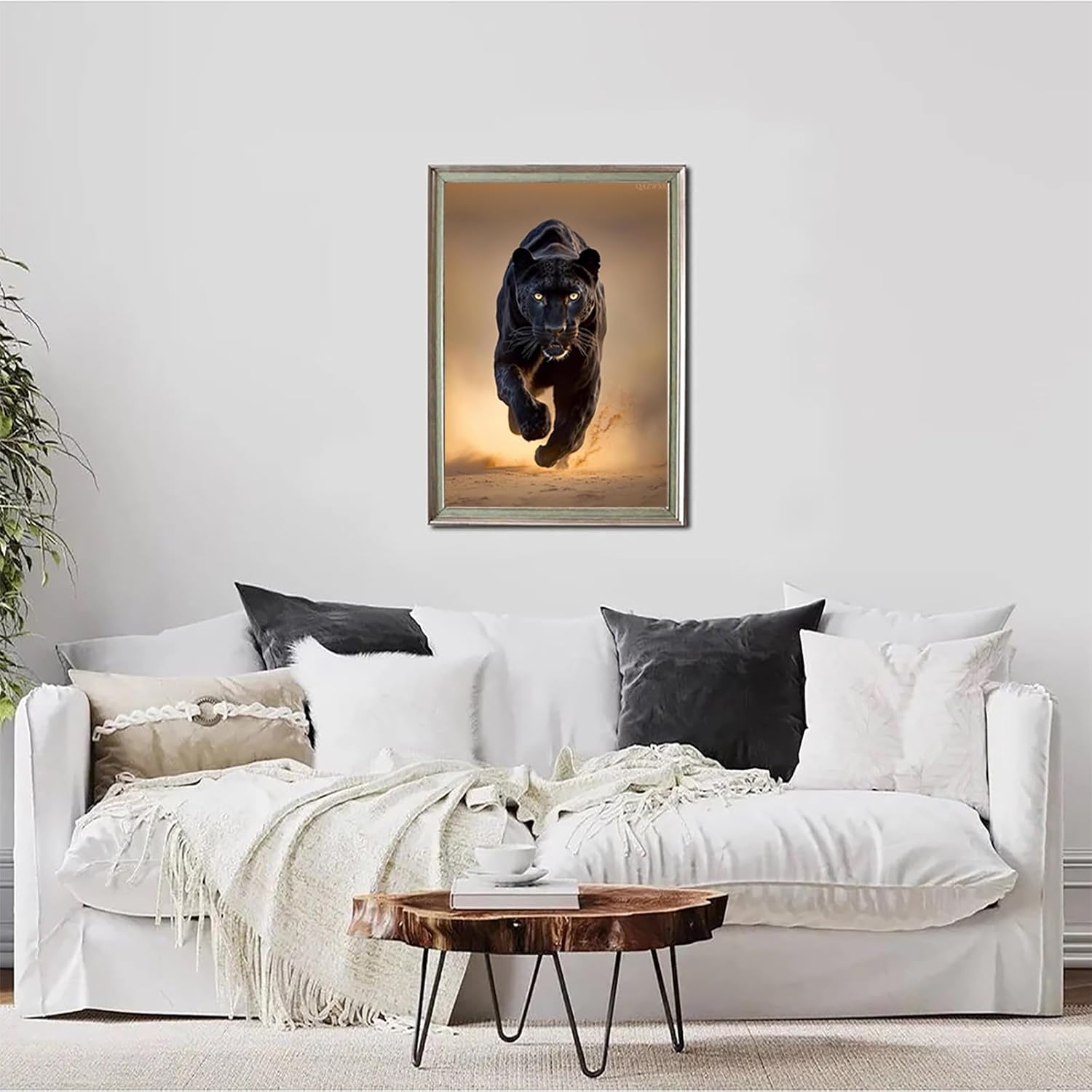 QAZWSX Black Panther Diamond Painting Kits, Diamond Painting Art Animal 5D Round Diamond Painting Crystal Gemstone Crafts for Home Decor 12x16 Inch