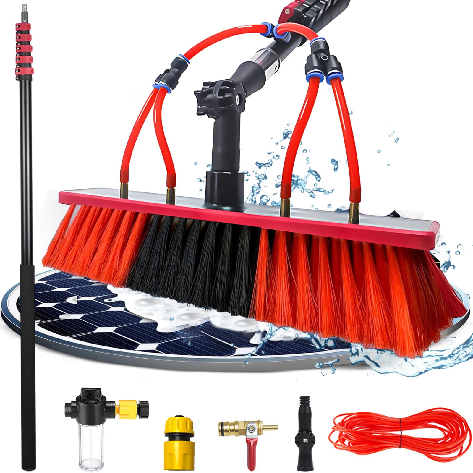 GYEQXKT Telescopic Hydrocleaner Brush 3.6m x 12m with Soap Dispenser - Perfect for Solar Panels, Windows, Roofs, Cars, Buses, and Outdoor Cleaning.