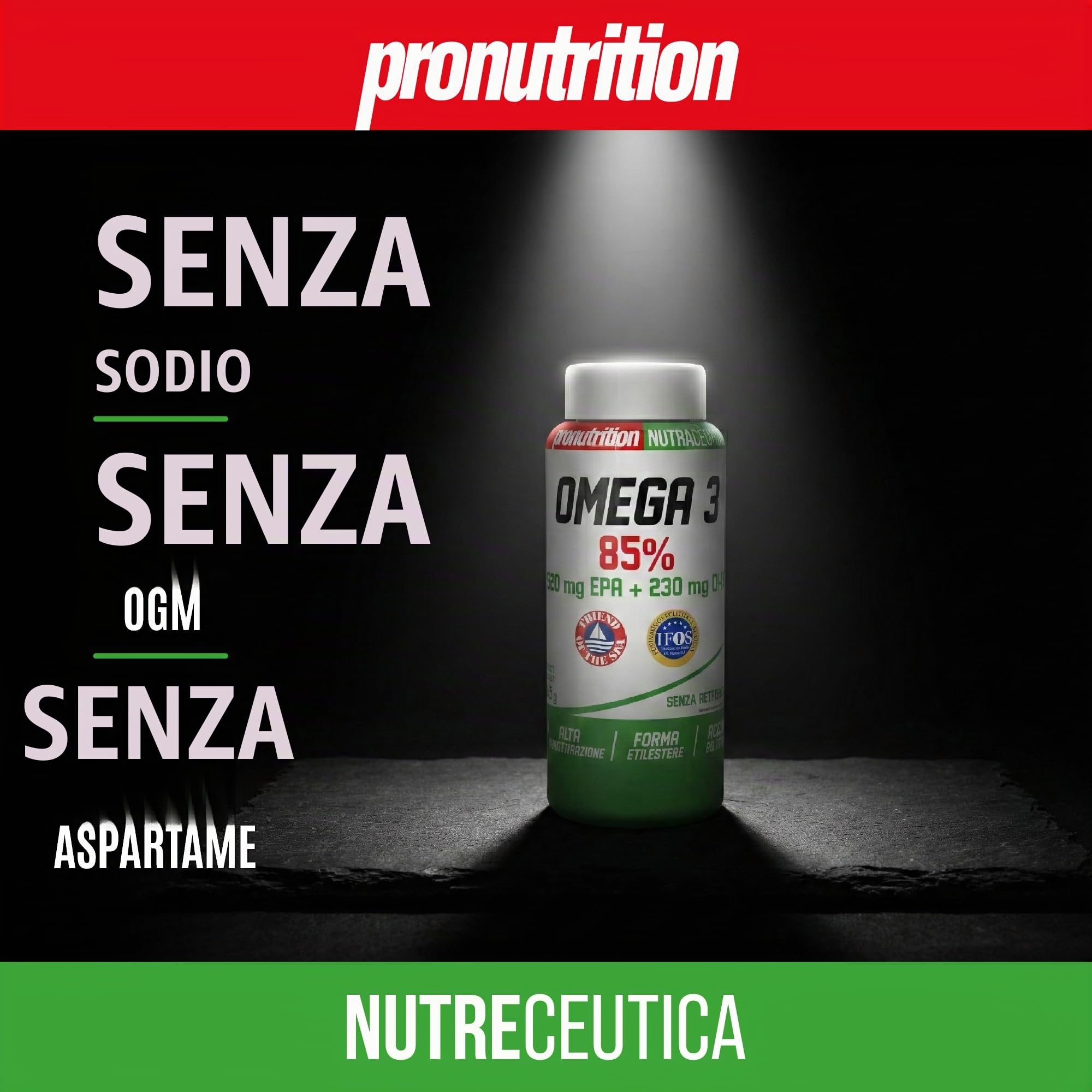 Pro Nutrition Integratore Omega 3 Puro 85% (210 Softgel) con 520mg EPA + 230mg DHA per Cuore, Cervello e Benessere Cellulare
