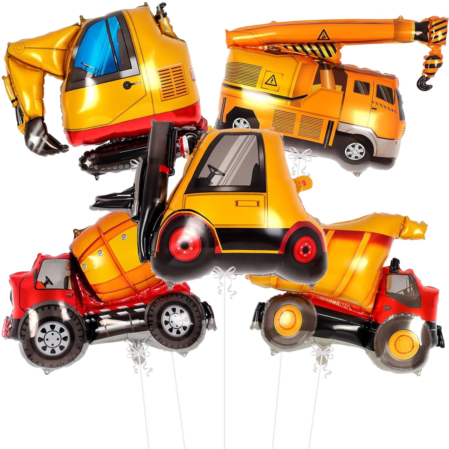 Rozi Decoration Construction Vehicle Foil Balloons for Kids Birthday Party, Excavator Crane Cement Mixer Balloon Set, Aluminium Foil Balloons for Construction Theme Decorations-image-42