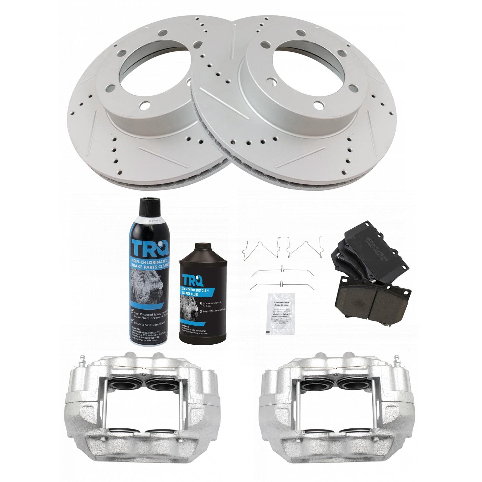 Brake Pads and Rotors Set - Front - with Calipers, Rotors, and Brake Pads - for 2000-2003 Toyota Tundra with Caliper Casting #S13WE, with 4.7 Inch