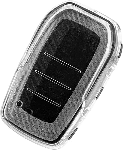 Miniatura 6 de TANGSEN Funda para llavero de TPU compatible con Toyota Alphard HILUX PREVIA RAV4 VELLFIRE transparente textura de fibra de carbono 2 3 4 5 6
