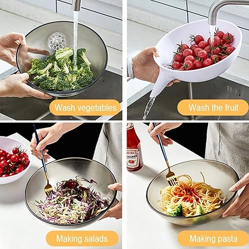 Miniatura 6 de Cuenco de drenaje de plástico con embudo, colador multifuncional para fregadero de cocina, colador para lavar ensalada de frutas y verduras