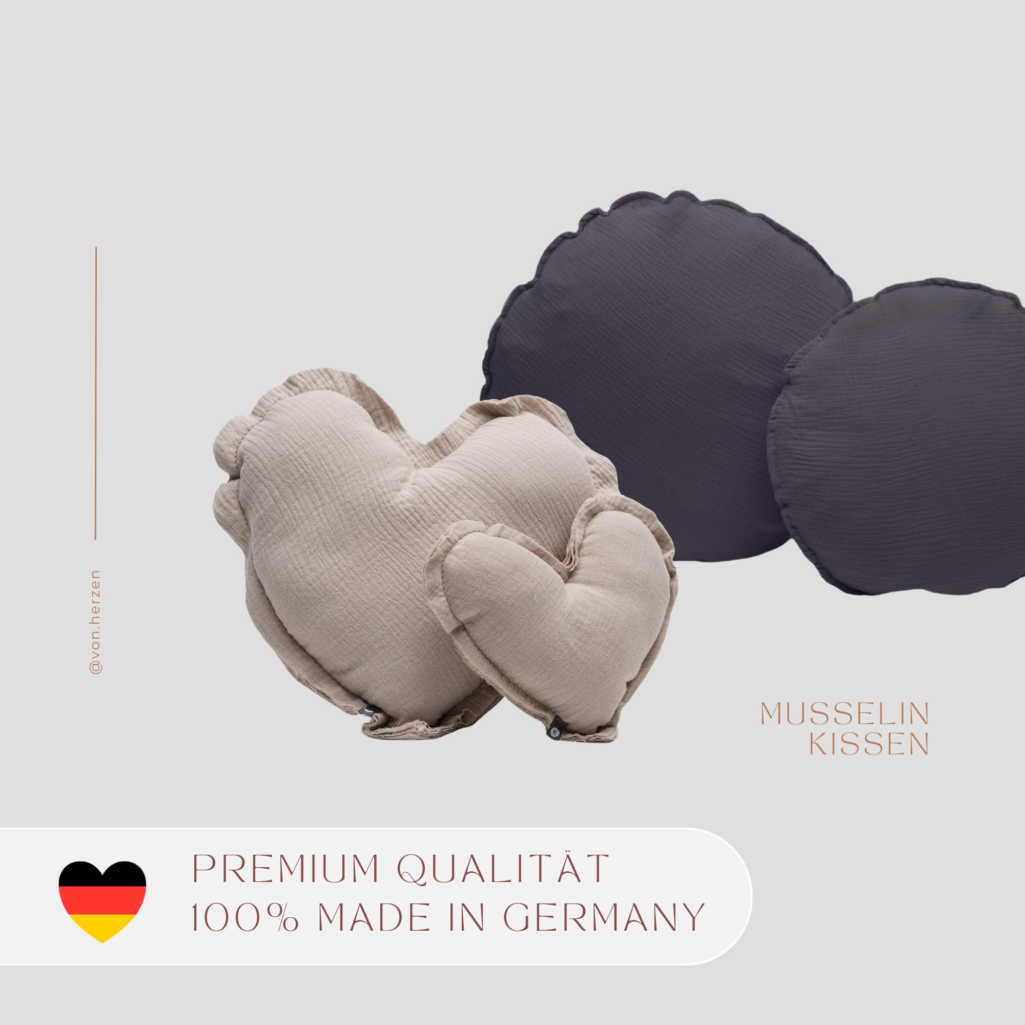 von Herzen Handgemaakt mousselinenkussen van 100% katoen, knuffelkussen, sierkussen van mousseline in hartvorm, hartkussen voor bank en bed, met de hand genaaid (klein ( ca. 18 cm), blushroze von Herzen Handgemaakt mousselinenkussen van 100% katoen, knuffelkussen, sierkussen van mousseline in hartvorm, hartkussen voor bank en bed, met de hand genaaid (klein ( ca. 18 cm), blushroze