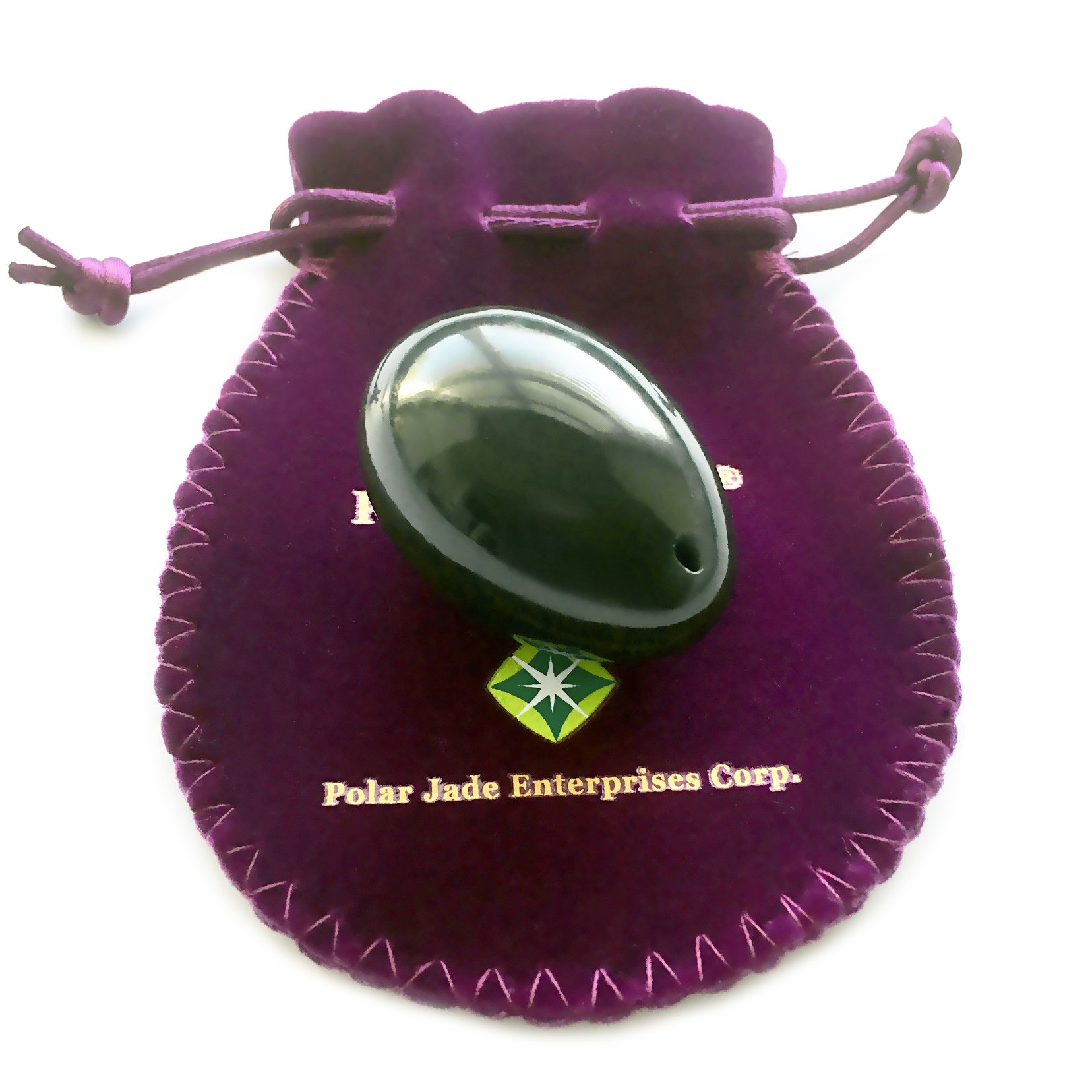 Polar Jade Nephrite Jade Egg, Drilled M Size for Massage