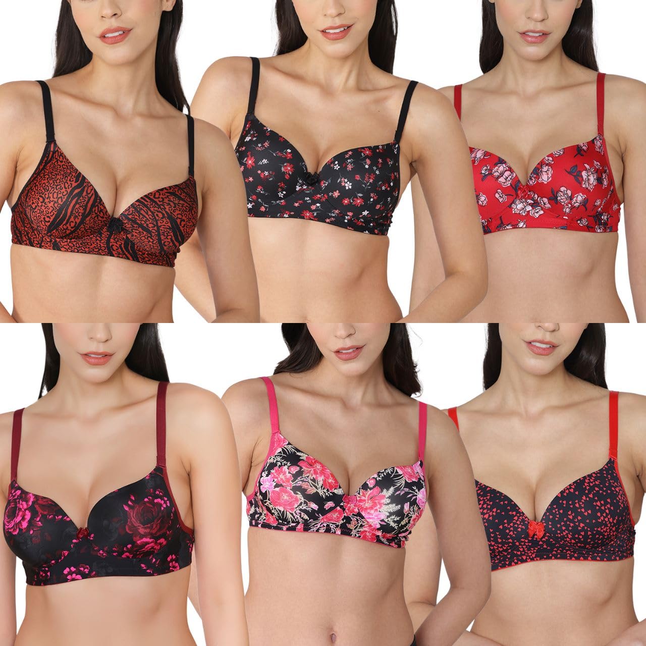 joomie Level 3 Push-up Printed Bra| Non-Wired | Heavily Padded Bra (Random Colours as per Availability - Print Varies)-picture-2