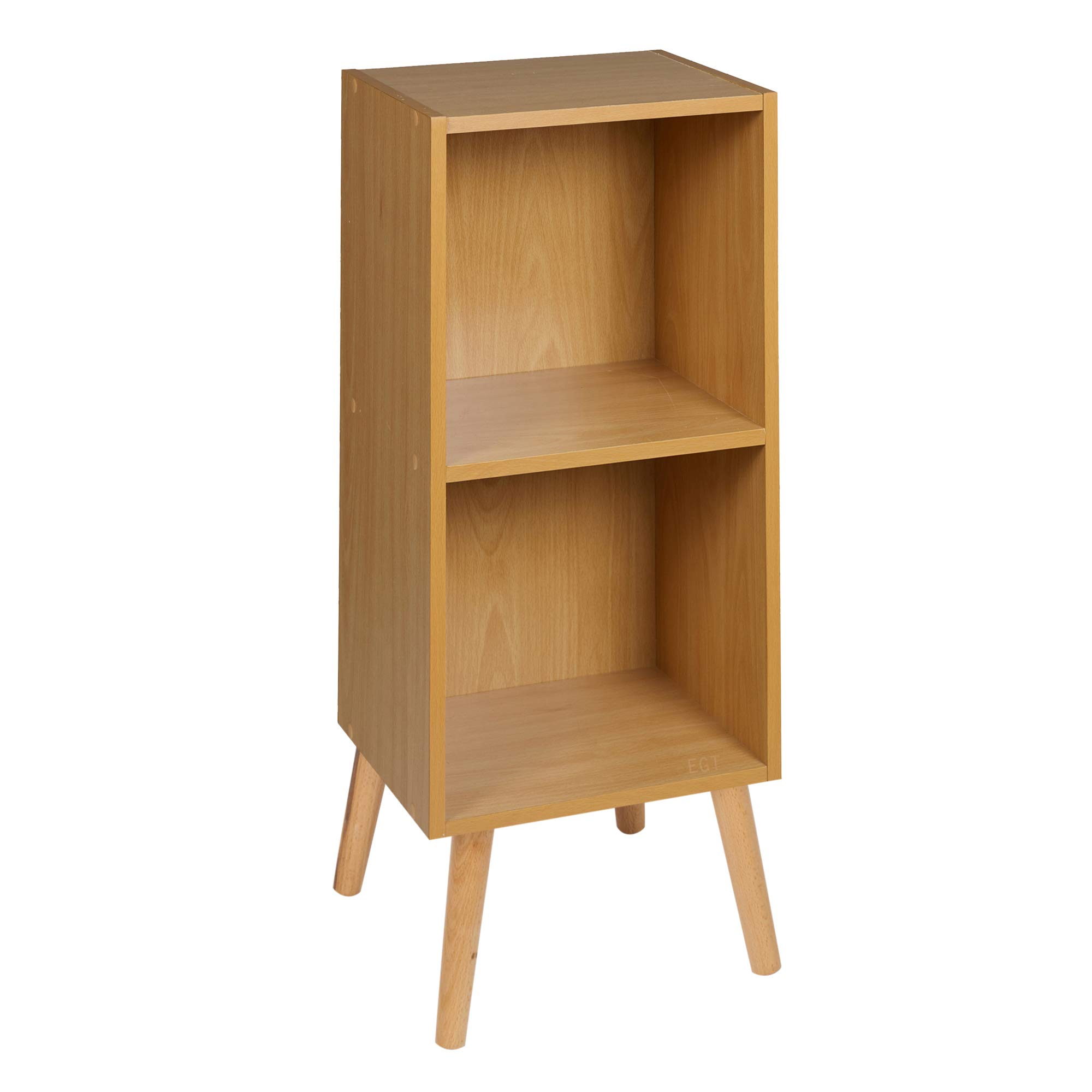 URBNLIVING Wooden Storage Cube Bookcase Scandinavian Style Legs Unit (Beech Bookcase, Beech Legs)