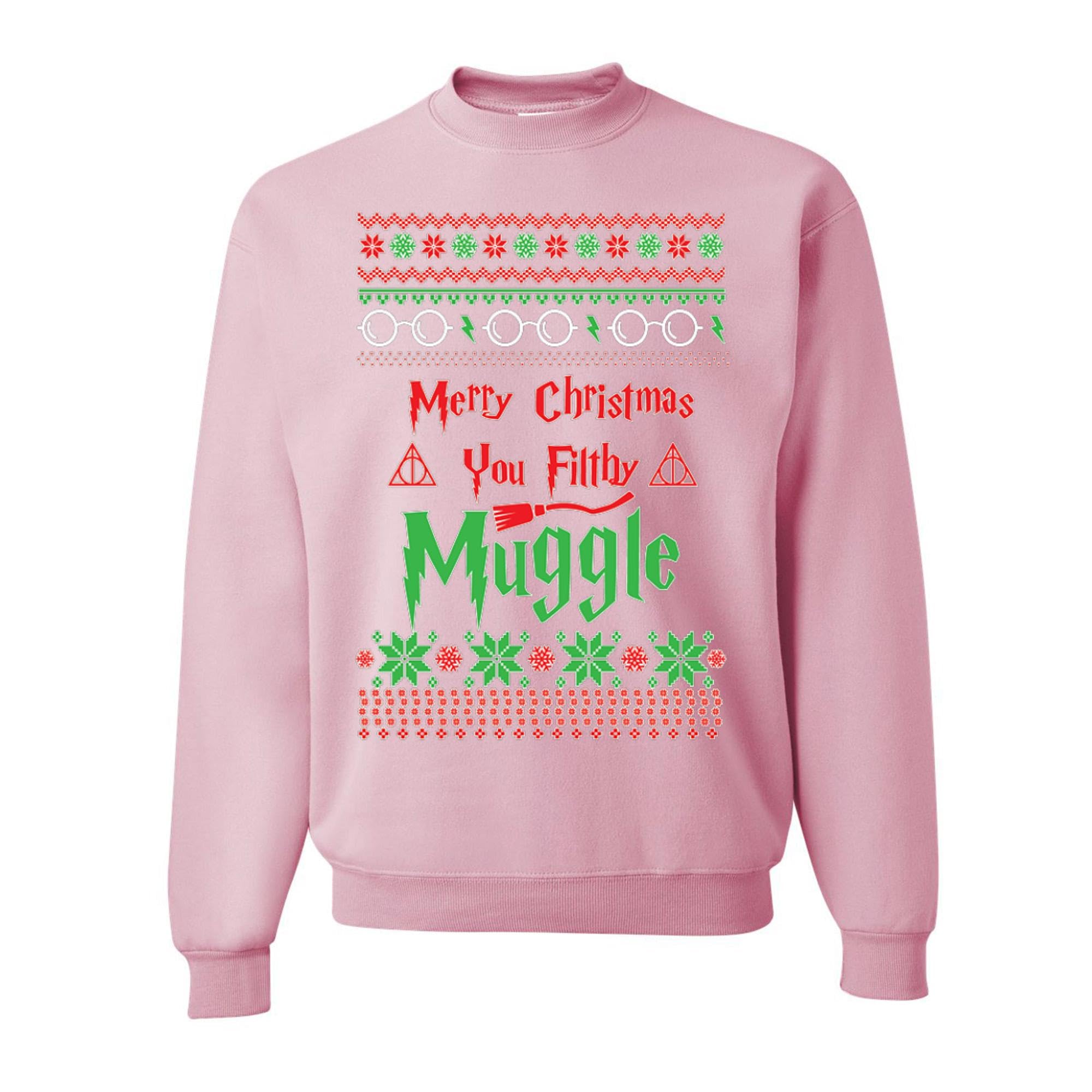 wild custom apparel Merry Christmas You Filthy Muggle Wizard Ugly Christmas Crewneck Sweatshirt