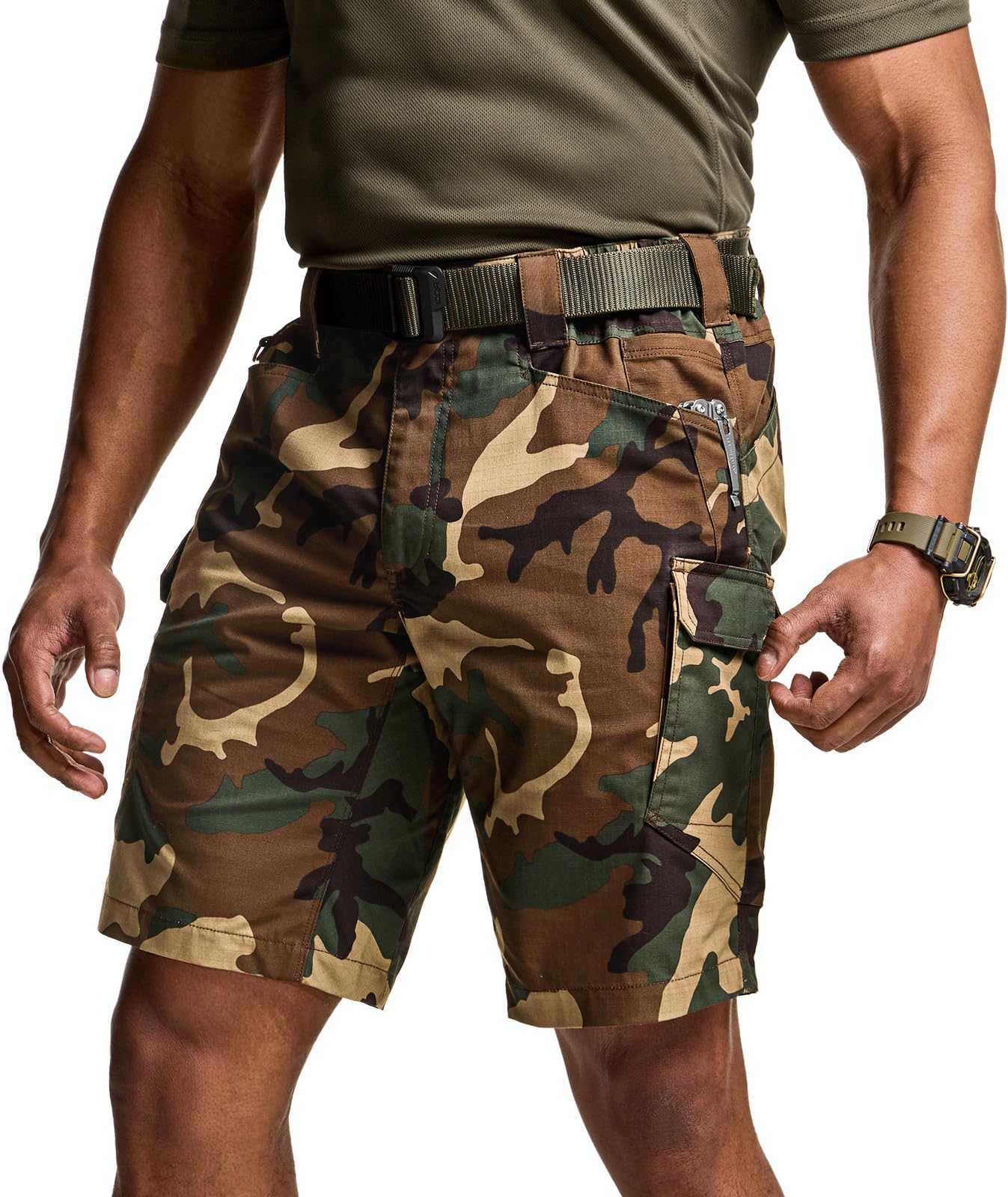 CQR Mens Flex Casual Cargo Shorts Lightweight Water Resistant Golf Shorts Stretch Tactical Work Shorts with Multi-Pocket