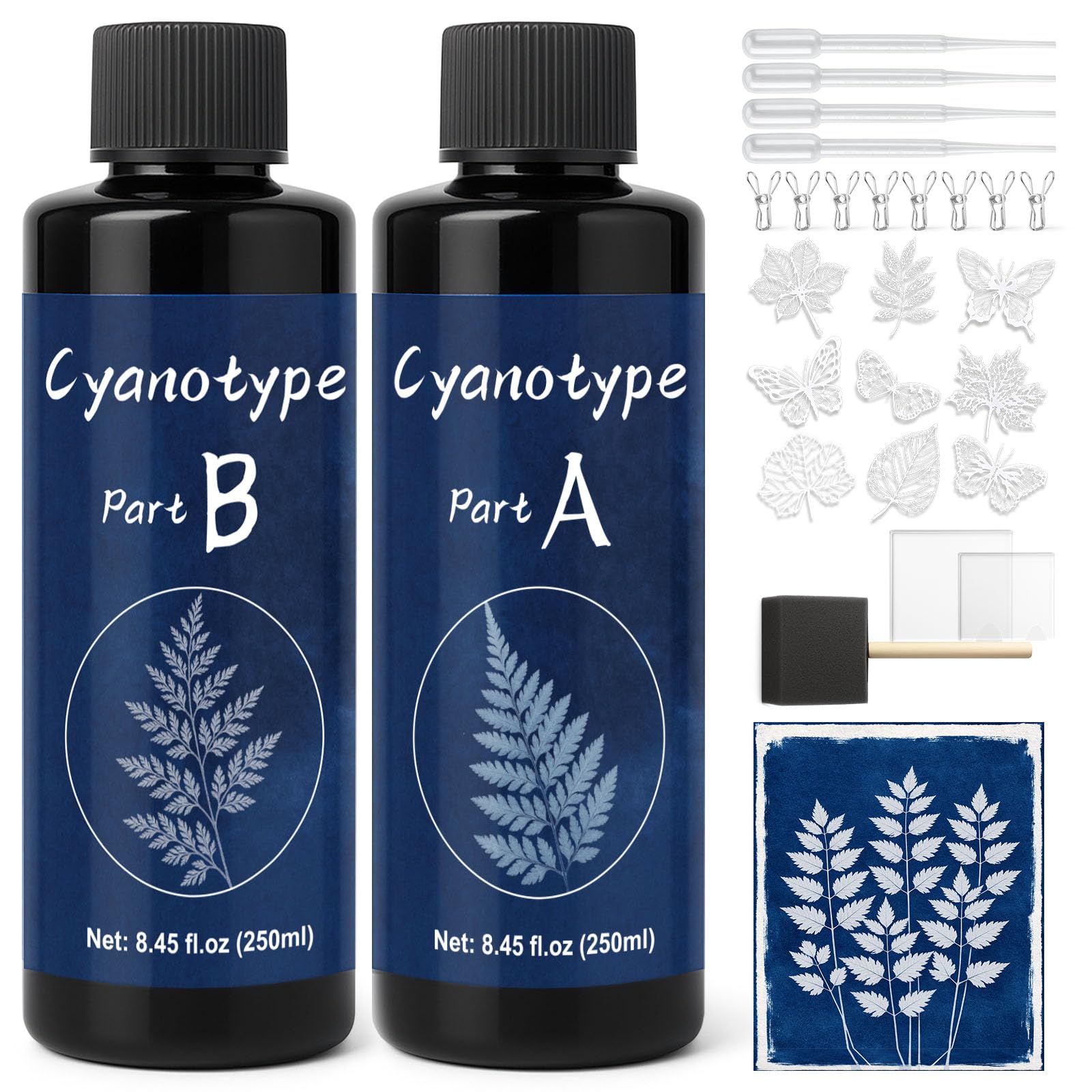 1DFAUL Set di soluzioni cianotipiche 16.9oz cianotipo liquido premiscelato, non richiede acqua, pressione solare, creazione di arte blu vintage, progetti fotografici, progetti artistici fai da te