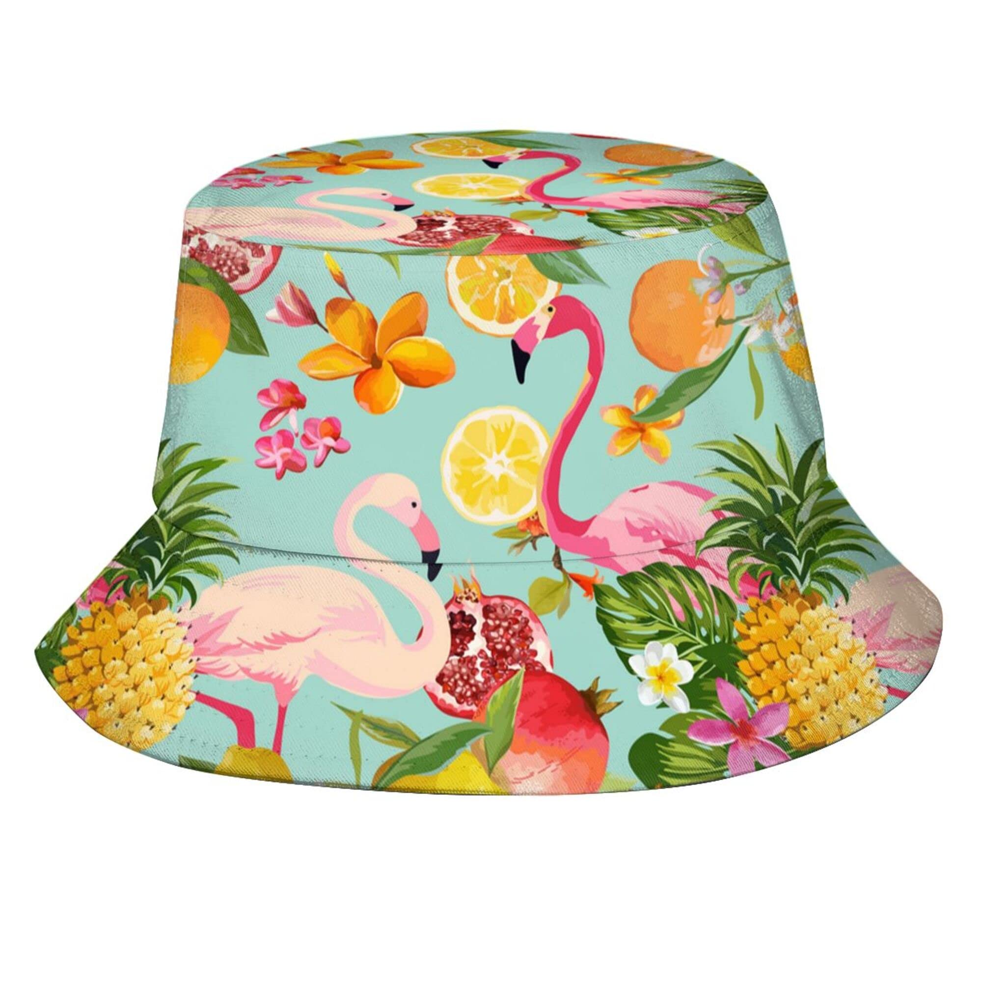 Pink Flamingo Bucket Hat Summer Print Hat Travel Packable Sun Cap Outdoor Hat for Women and Men