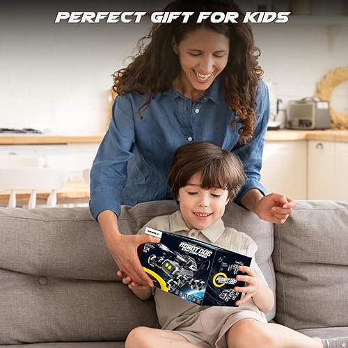 Miniatura 9 de SIMREX Robot Dog RC Stunt Car Toys  Auto de control remoto con detección de gestos con ruedas de Mecanum, ojos LED, 3 efectos de sonido, torreta de