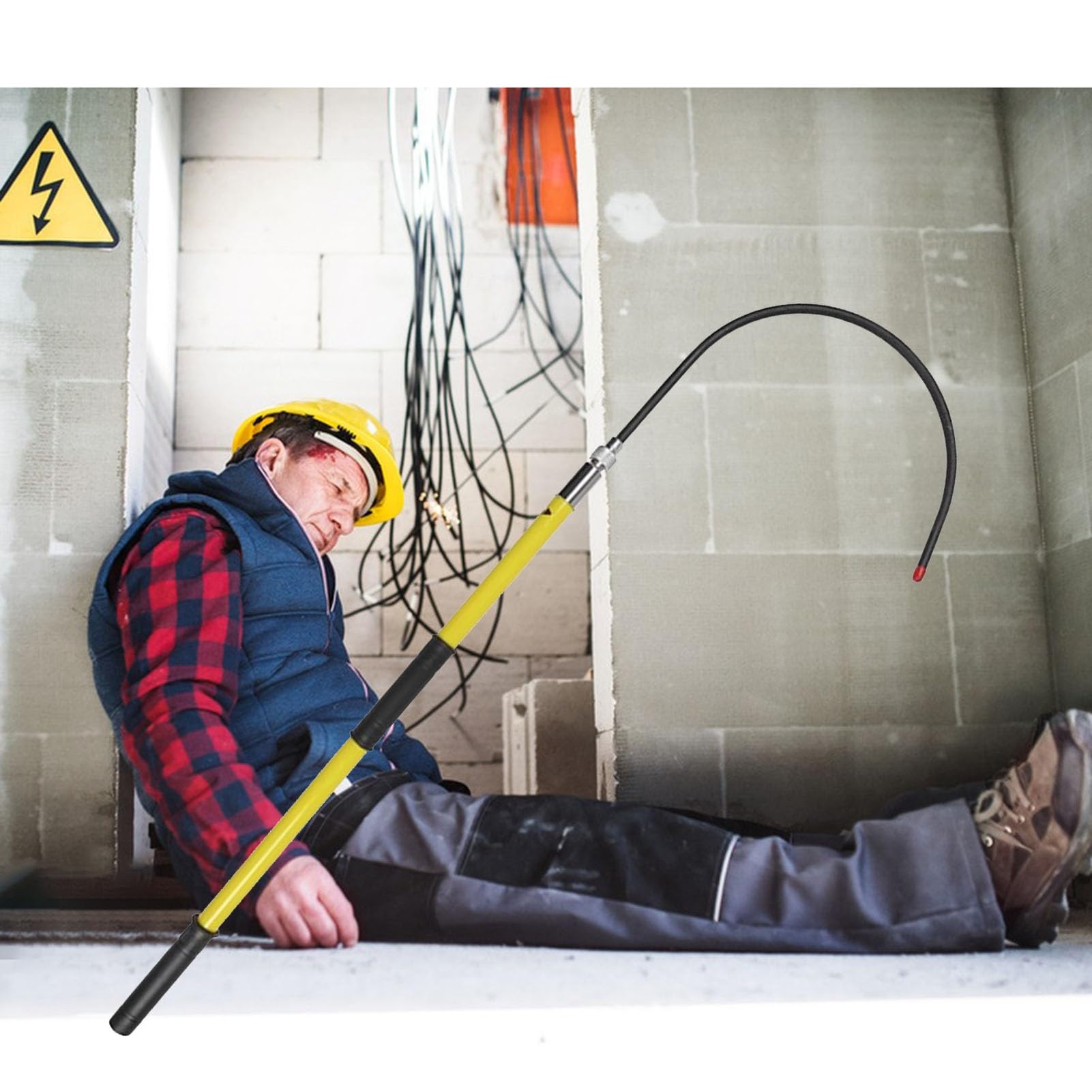 JKJZSALJ Safety Rescue Hook,Removable Insulated Rescue Hook 3.3Ft/1M-High Voltage Electrical Safety Tool, Portable Anti-Electrocution Life Hook, Ideal For Emergency Rescue,Yellow,3 m/9.8 ft(220kv)