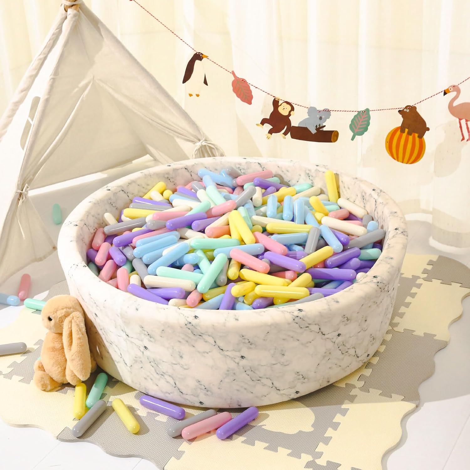 STARBOLO Ball Pit Balls for Toddlers - Pack of 100 Balls 5.12inches Crush Proof Plastic Toy Balls for Toddlers Ball Pits, Ball Pit Play Tent, Baby Pool Water Toys(Mixed 7 Colors)