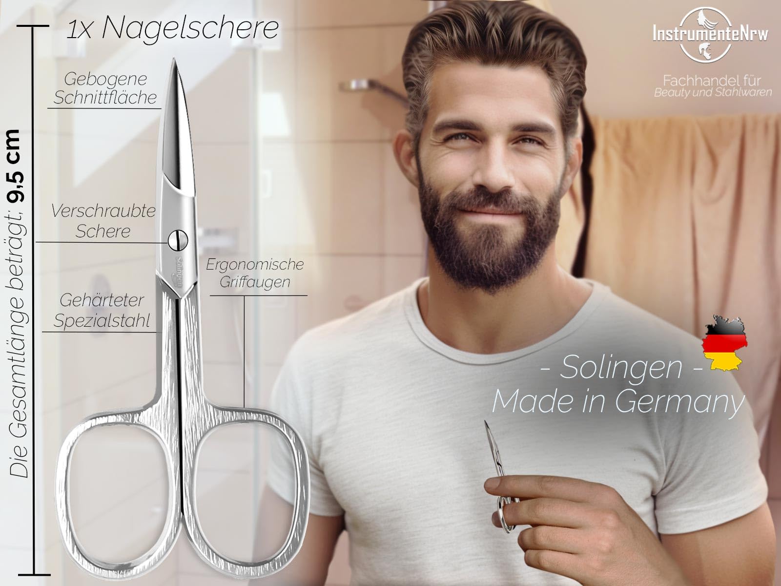 Nagelscheren Set aus Solingen Nagelschere und Hautschere - Made in Germany Set für präzise kürzen an Fingernagel Fussnagel und Nagelhaut mit Etui