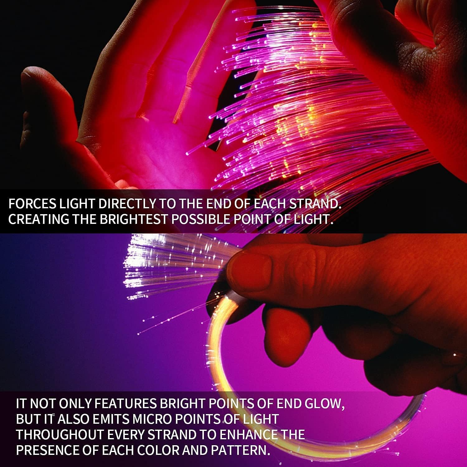 LED fibre optique whip, rotation à 360 ° 36 modes effet whip rave jouet parfait pour les fêtes de carnaval et spectacles de lumière, parfait pour whip Stream show Event Festival Club (noir)