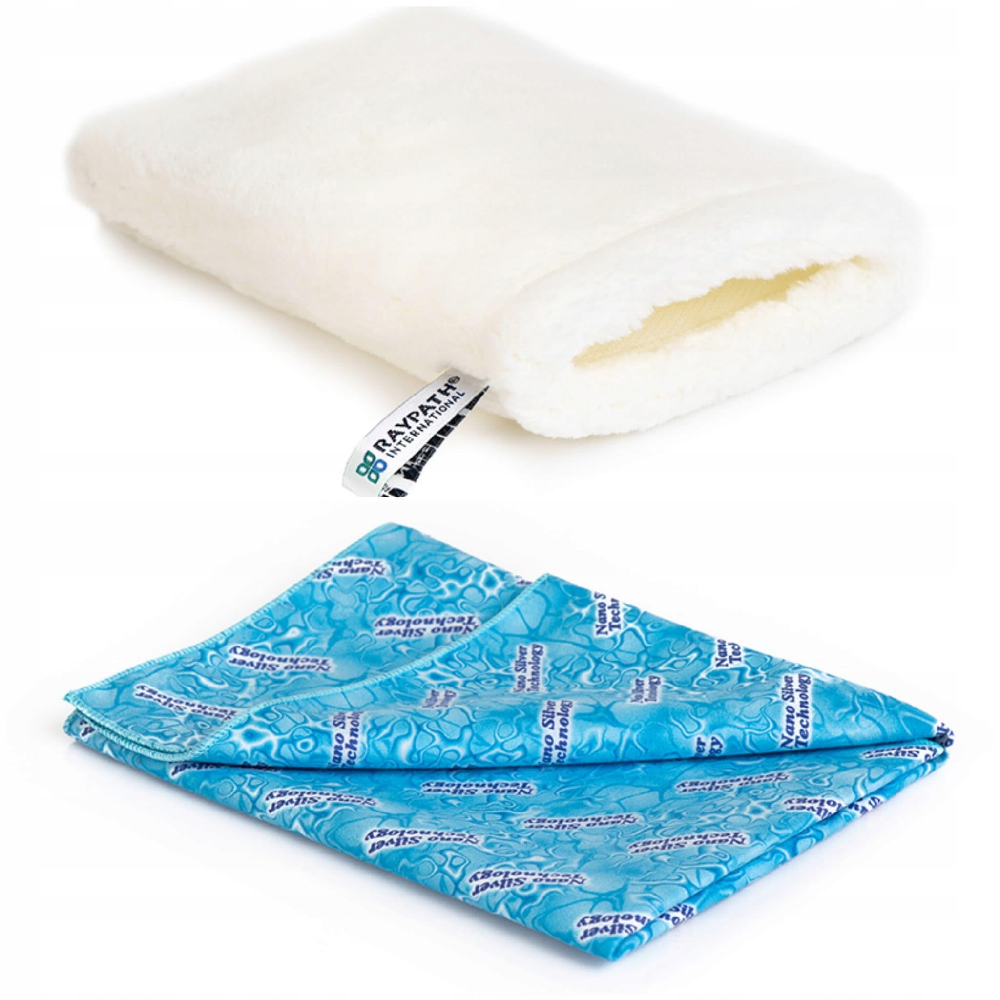 RAYPATH Universal Cleaning Set - Mitt Glove "Nova" M + Cleaning Pad "Sunbeam", Eco Cloth with Nanosilver, CHEMICAL-FREE, Cleaning Pad, Non-Microfiber