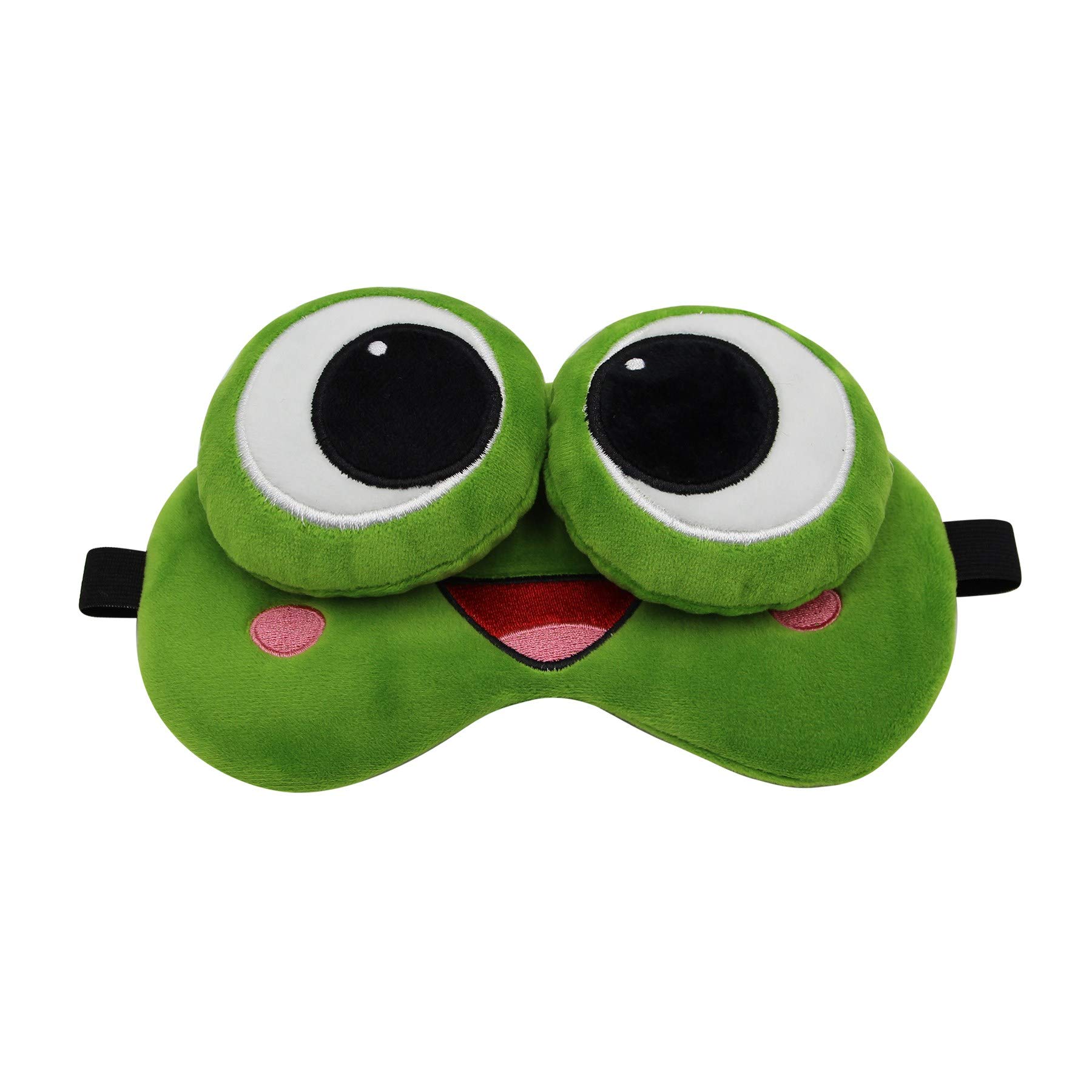 Funny Green Frog Soft Plush Sleep Mask Adjustable Blindfold Eye Mask Cover for Men Women Kids Travel Nap