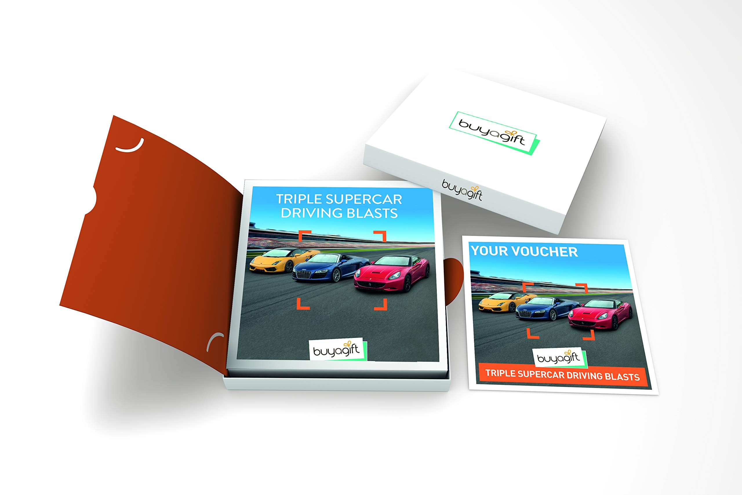 Buyagift Triple Supercar Driving Blast - Caja de experiencias de regalo, más de 40 emociones de conducción en todo el Reino Unido