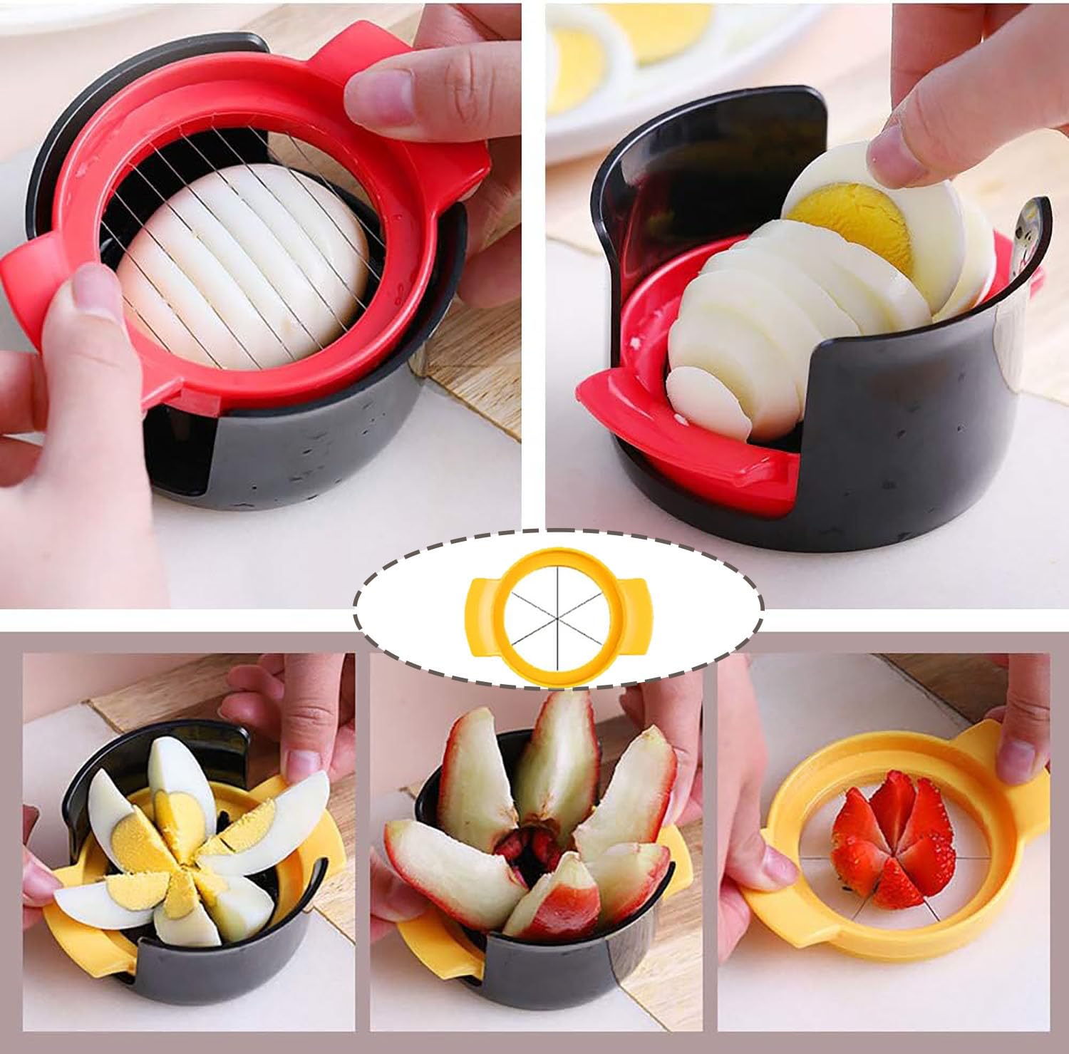 Affettatrice Uova Sode Tagliauova HRLORK Con Filo Acciaio - Per Uova Sode E Frutta Morbida Tagliauova Fragole Banane
