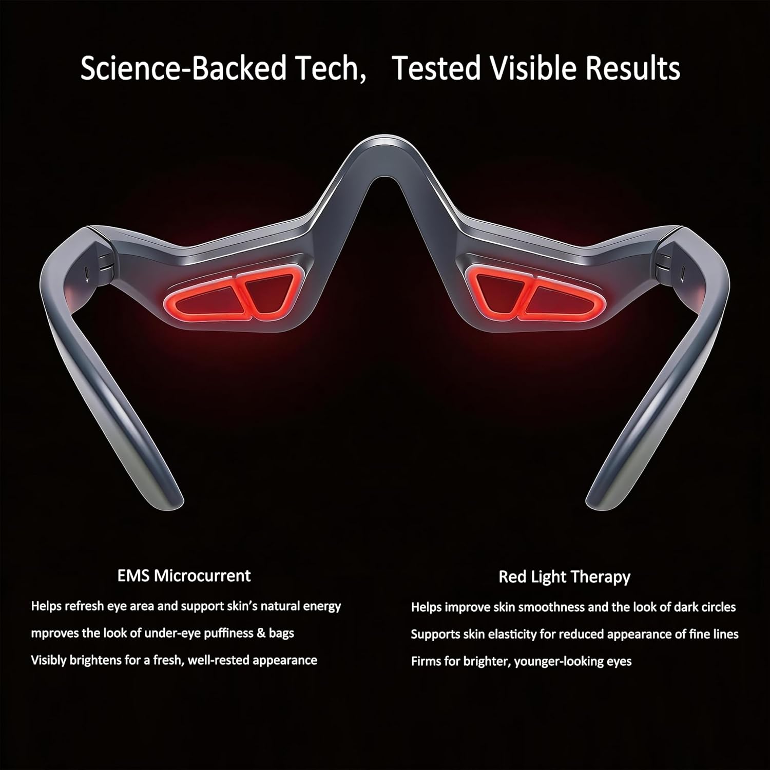 Under Eye Red Light Therapy Device, Red Light Therapy Glasses for Eyes,Red Light Eye Mask for Under-Eye Bags, Dark Circles & Puffiness,Smoothes Wrinkles & Fine Lines,Grey-Blue for Men and Women