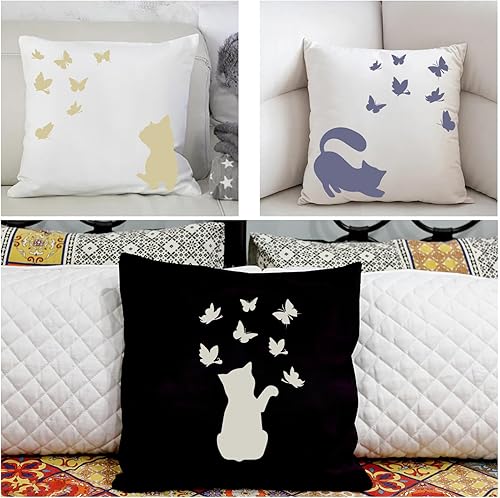 Miniatura 6 de Plantilla de gato Mylar hoja mariposa plantilla para pintar pared dormitorio baño moderno Shabby Chic arte artesanal