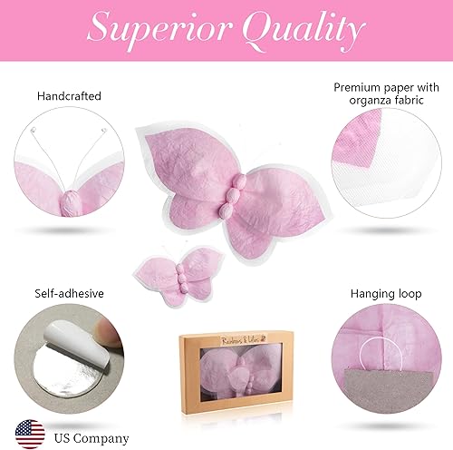 Miniatura 9 de Rainbows & Lilies Mariposas rosas, decoración de la habitación de las niñas, guardería del bebé, habitación de los niños; decoración de la pared de