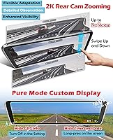 Vista 5 de NikoMaku Cámara de espejo retrovisor original real con lente frontal separada, cámara de tablero de espejo de 10 pulgadas, pantalla táctil completa