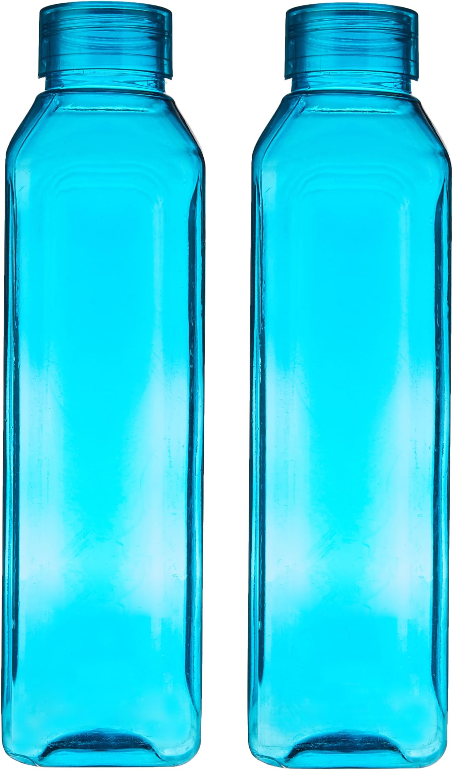 Floraware Food Grade Premium Plastic Fridge Square Water Bottle, BPA Free | 100% Leak Proof | Office Bottle | Gym Bottle | Home | Kitchen | Travel Bottle Drinking Bottle, 1000ml Pack of 2, Blue