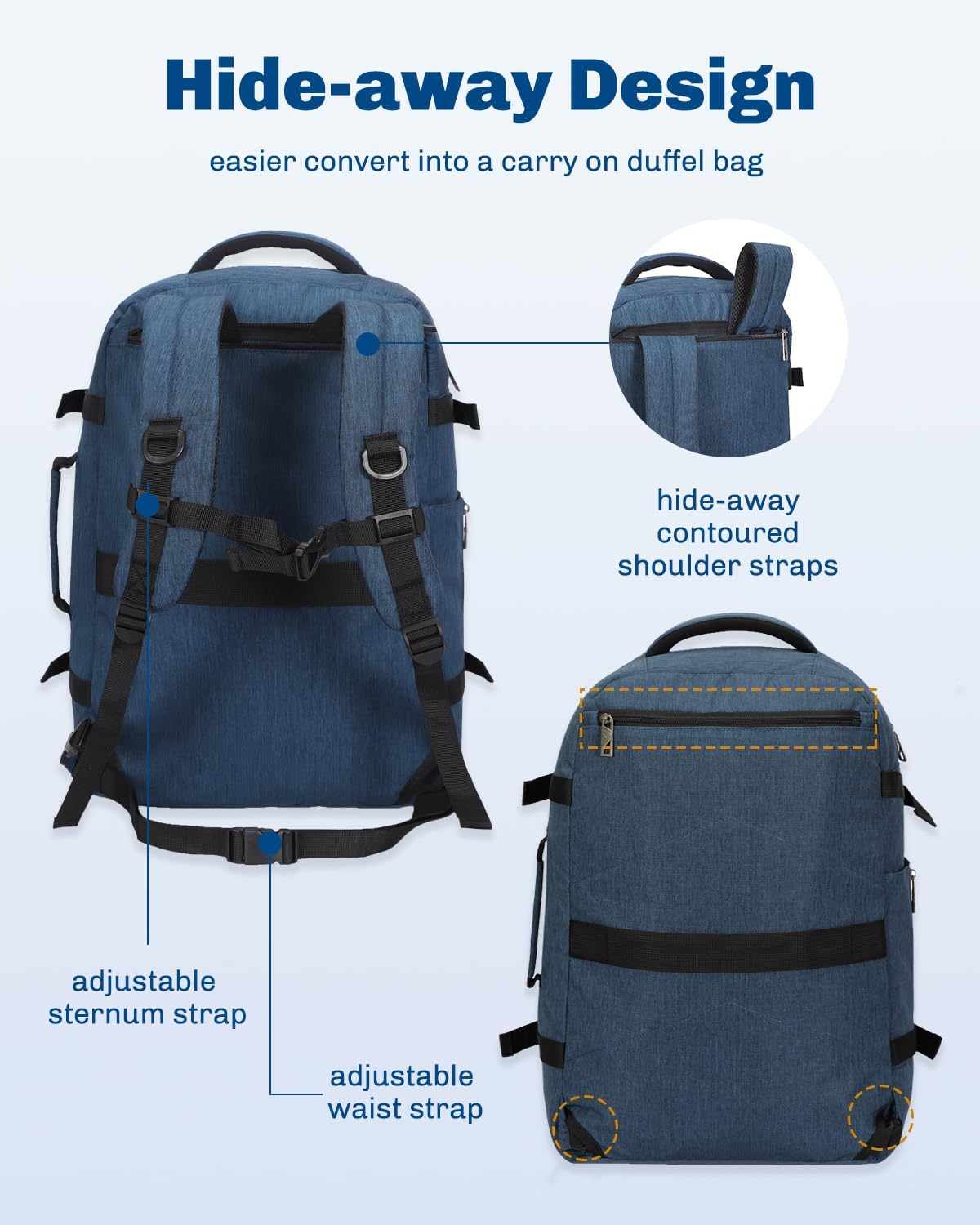 Hynes Eagle Travel Backpack 40L Flight Approved Carry on Backpack Men Large Cabin Weekender Laptop Backpack Women 15.6 inches - Image 6