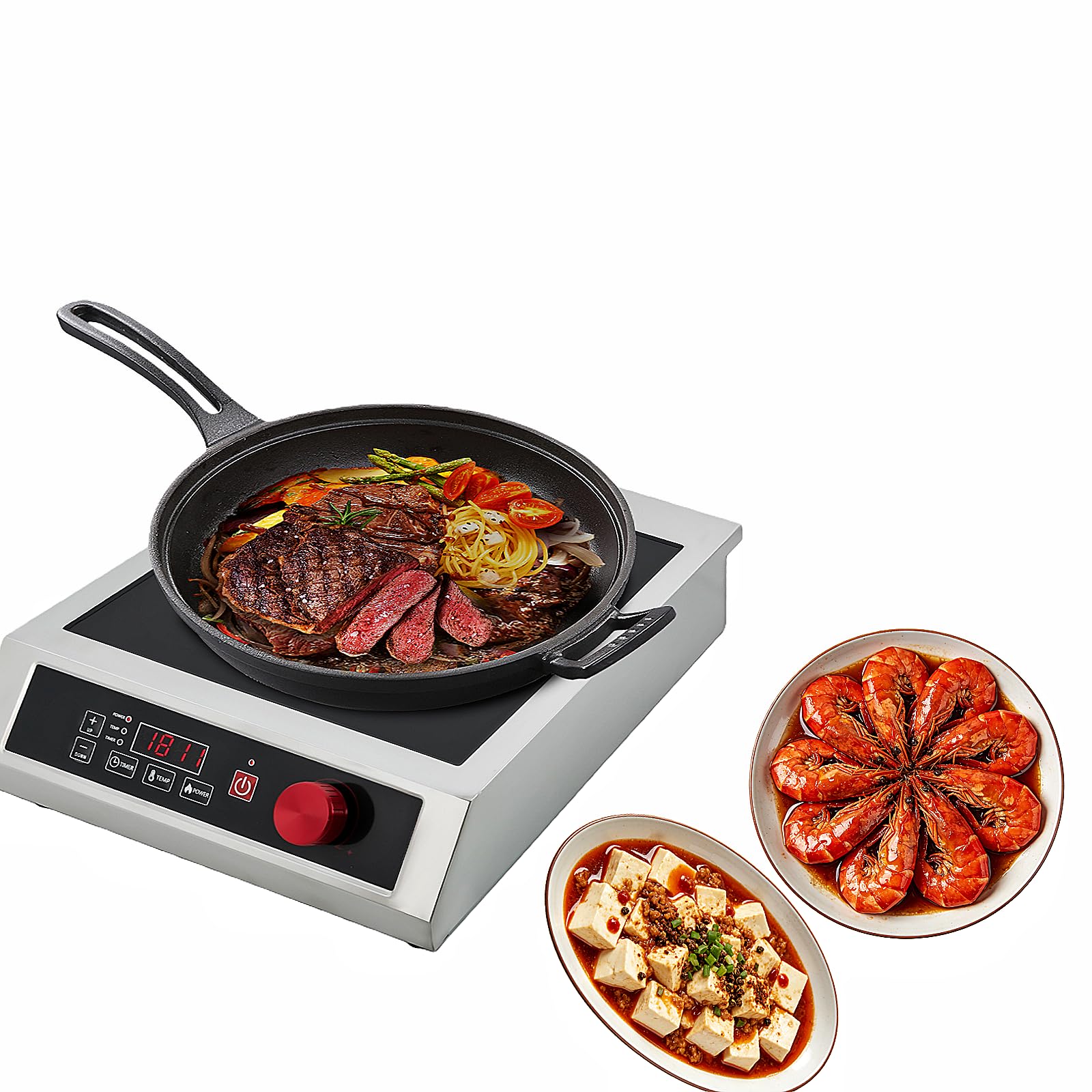 Płyta indukcyjna 1 płyta indukcyjna 3500 W, płyta indukcyjna z 10 stopniami mocy i poziomami temperatury 35 x 43 cm, płyta indukcyjna z timerem 10 h, płyta indukcyjna do restauracji