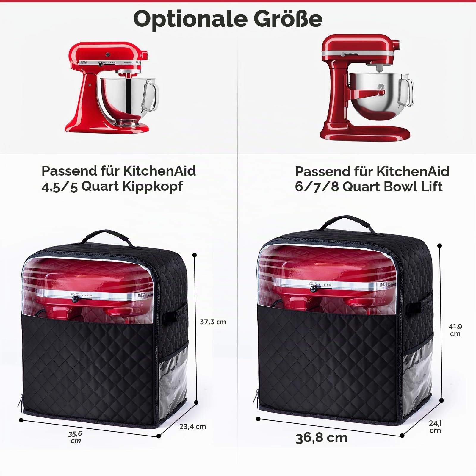 BAGSPRITE Abdeckung für Standmixer mit Geräteschiebern, kompatibel mit KitchenAid Mixer, Aufbewahrungstasche für 4,5/5 Quart mit Taschen für Küchenhelfer, Zubehör und Aufsätze