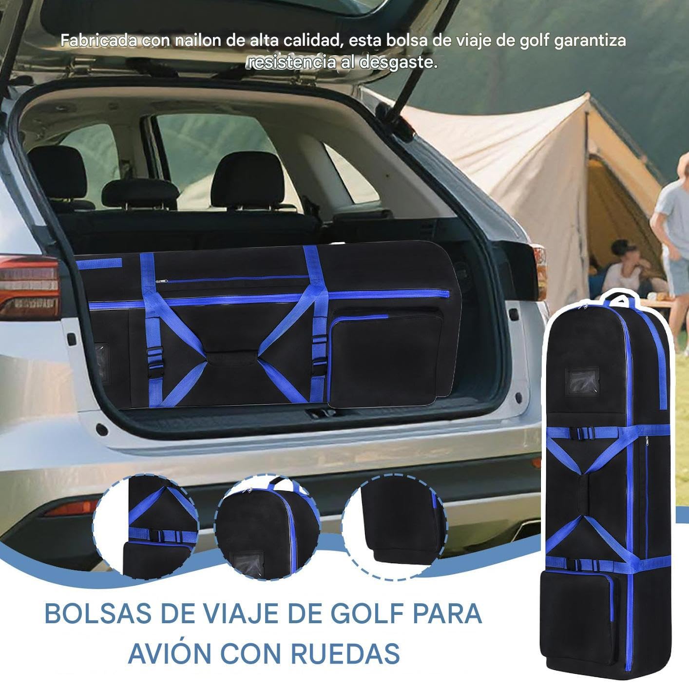 Bolsa De Viaje para Golf Impermeable con Ruedas y Asa