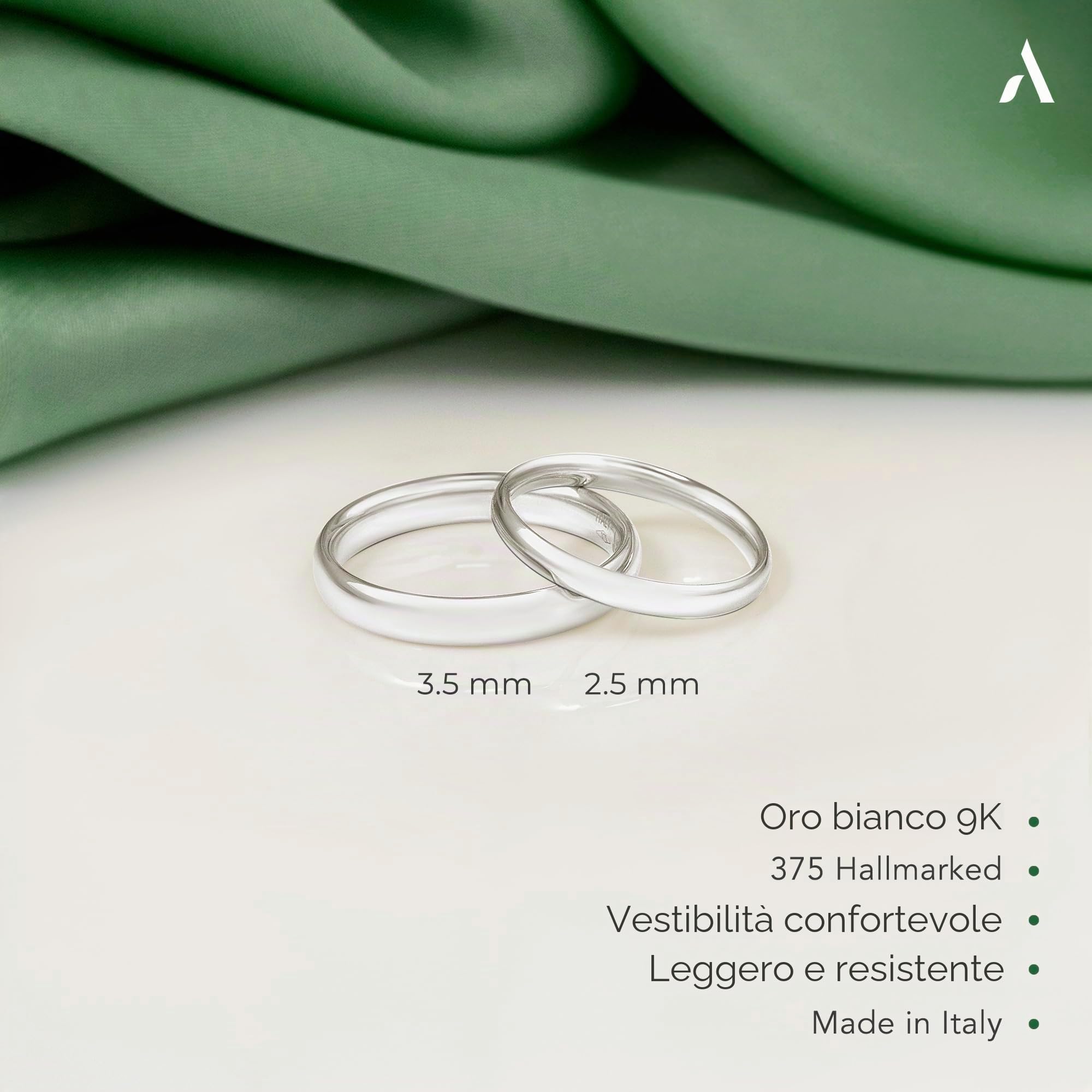 Amberta Allure Fede Nuziale in Oro Bianco 9 Carati per Donna