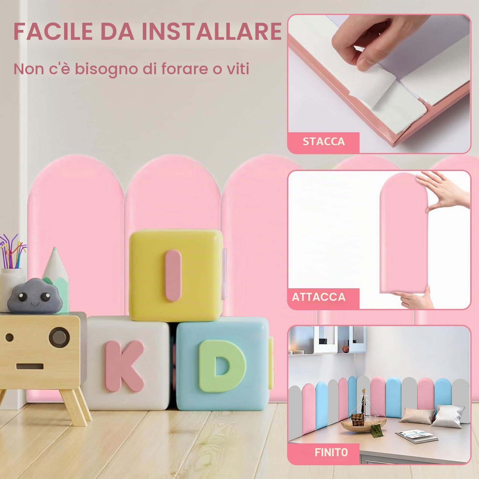 Pannello da parete 3D, in poliuretano, impermeabile, imbottitura da parete per cameretta dei bambini, pannelli da parete autoadesivi, per cameretta dei bambini, per testiera, letto, cuscino per