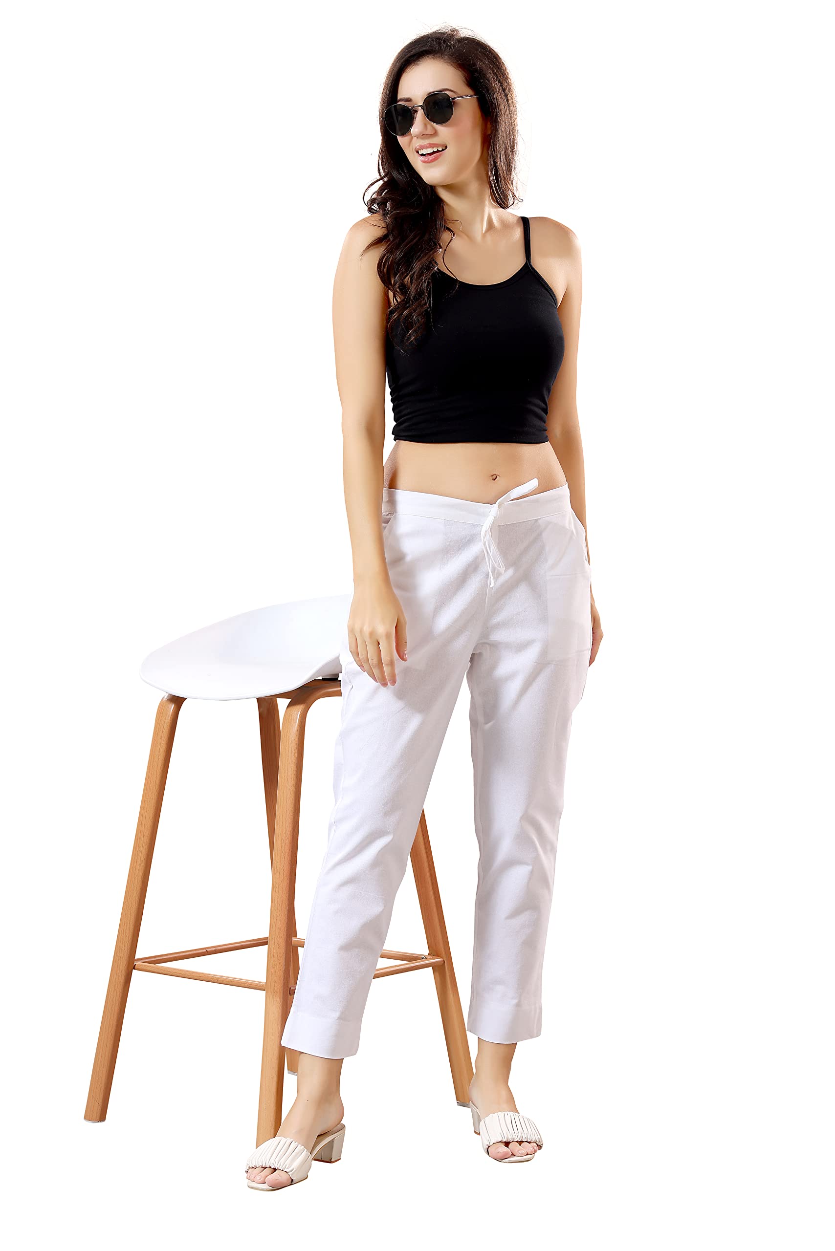 TRASA Ultra Soft Cotton Regular and Plus 8 Colour Cotton Pants for Womens and Girls, White - 4XL - Image 9 thumbnail