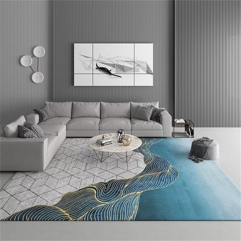 Tapis route bleu en vinyle 50x80cm géométrique pour chambre d'enfant