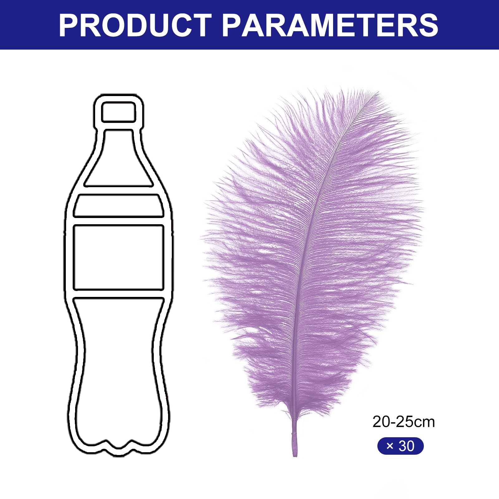 PATIKIL 30 Pcs Natural Ostrich Feathers Bulk 8-10 Inch/ 20-25 cm Large Ostrich Feathers for Crafts Home Decoration Wedding Party Vase Decor (Light Purple) - Image 2