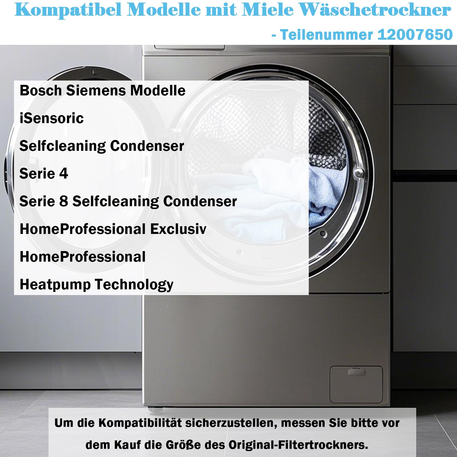 12007650 Lot de 4 filtres en mousse de rechange pour sèche-linge à pompe à chaleur Bosch Siemens série 4 série 8 Homeprofessional Isensoric 228 x 128 mm
