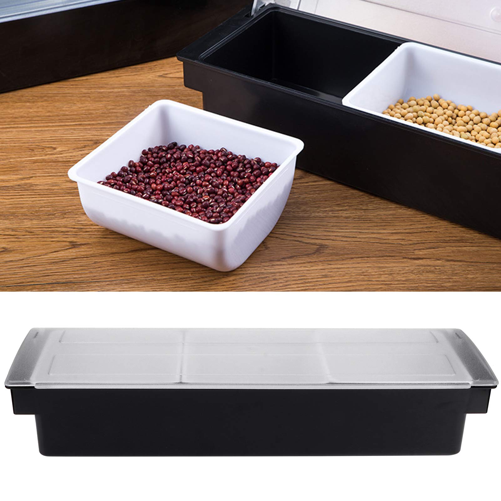 Contenitore Per Condimento Con Coperchio Contenitore Per Condimento Per Bar Porta Condimento Contenitore Per Frutta dispenser Accessori Per Negozio di Tè Al Latte(Tre Griglie)