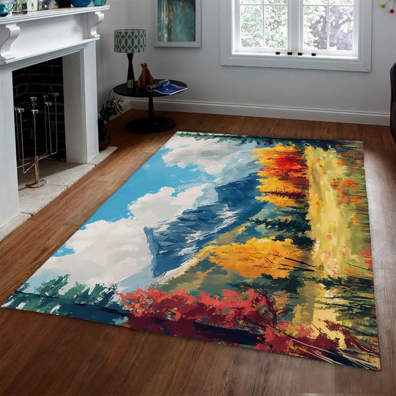 Tapis peinture à l'huile art grand format motifs arbres d'automne