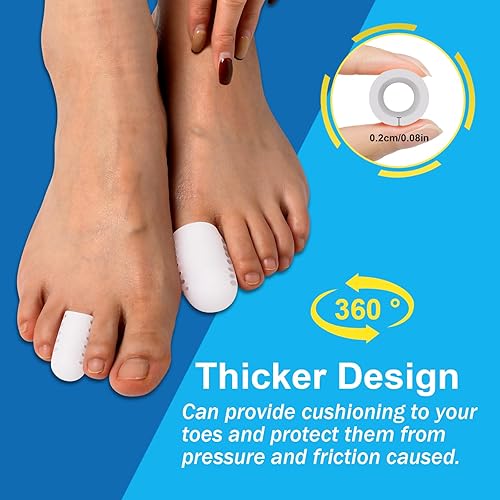 Miniatura 3 de Gorras de gel para dedos (4 piezas grandes + 16 piezas medianas), protectores de dedos transpirables de silicona con extracto de aloe vera, para