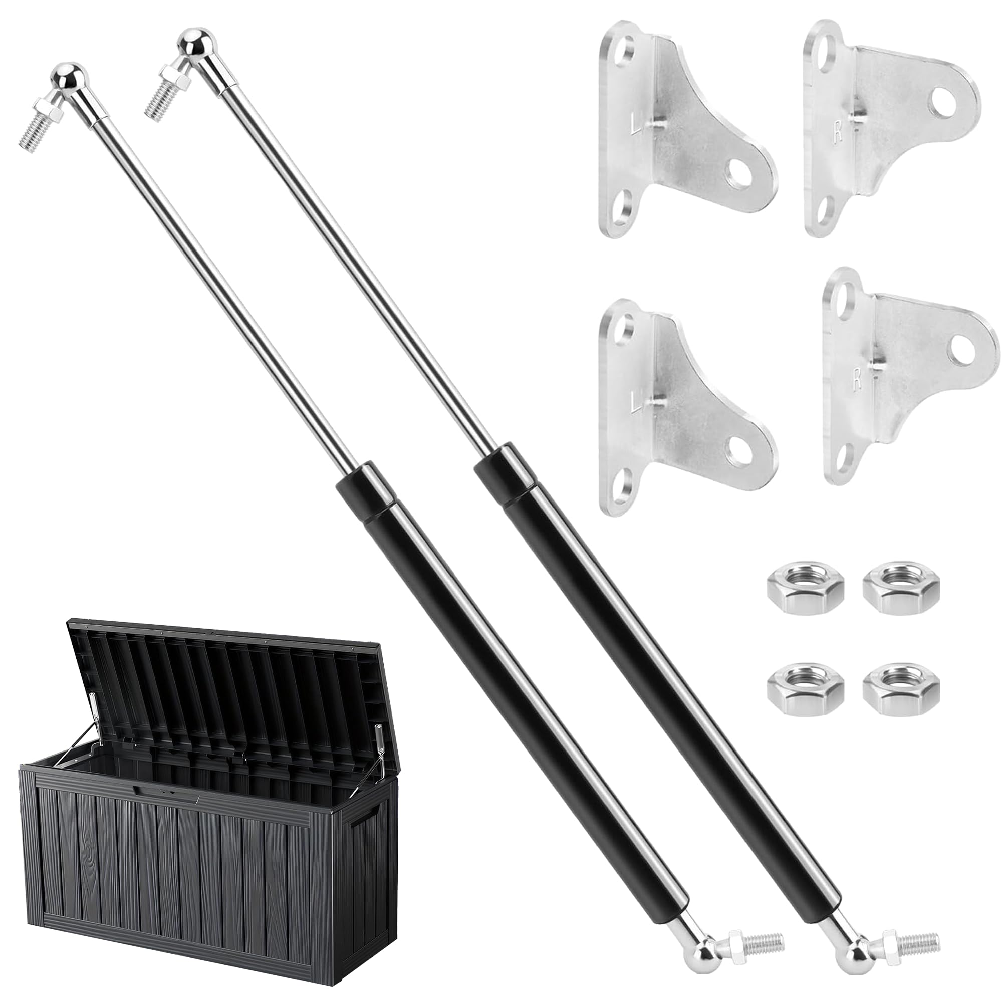 2 Stück Gasdruckfeder 380mm 200N 20kg: L-Typ Gasdruckdämpfer mit Halterung Hydraulische Gasfeder für Schwere Schranktüren Kastendeckel Wohnmobil Aufbewahrungsbox