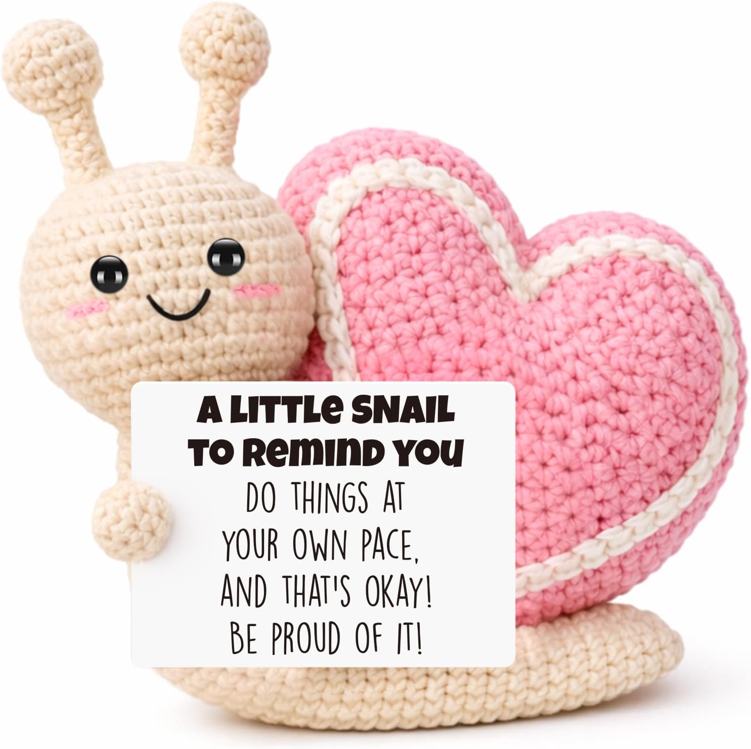 Graduation Inspirational Gifts for Women, Birthday Mothers Day Appreciation Cheer Stress Relief Crochet Snail, Thank You Grad Gift for College Students Nurses Week Teacher Her Him Coworker Friend