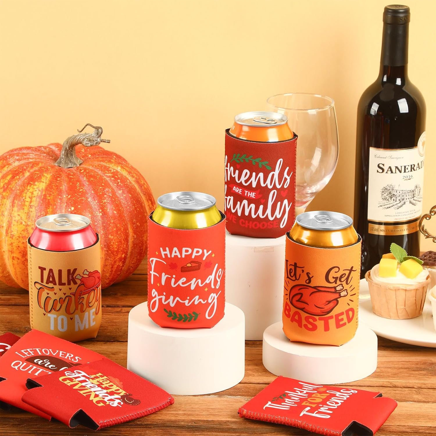 18Pcs Friendsgiving Can Cooler Sleeves, Friendsgiving Gifts Bulk