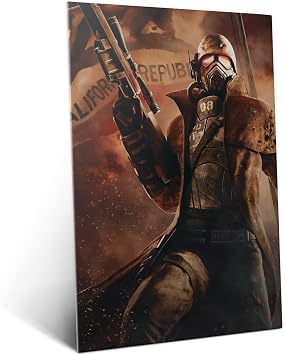 Displate Metal Poster Fallout New Vegas Courier Wall Art M | Wall-safe magnetic mounting, no drilling or tools. Easy to mount, artwork, wall decor home living room, bedrooms, offices.