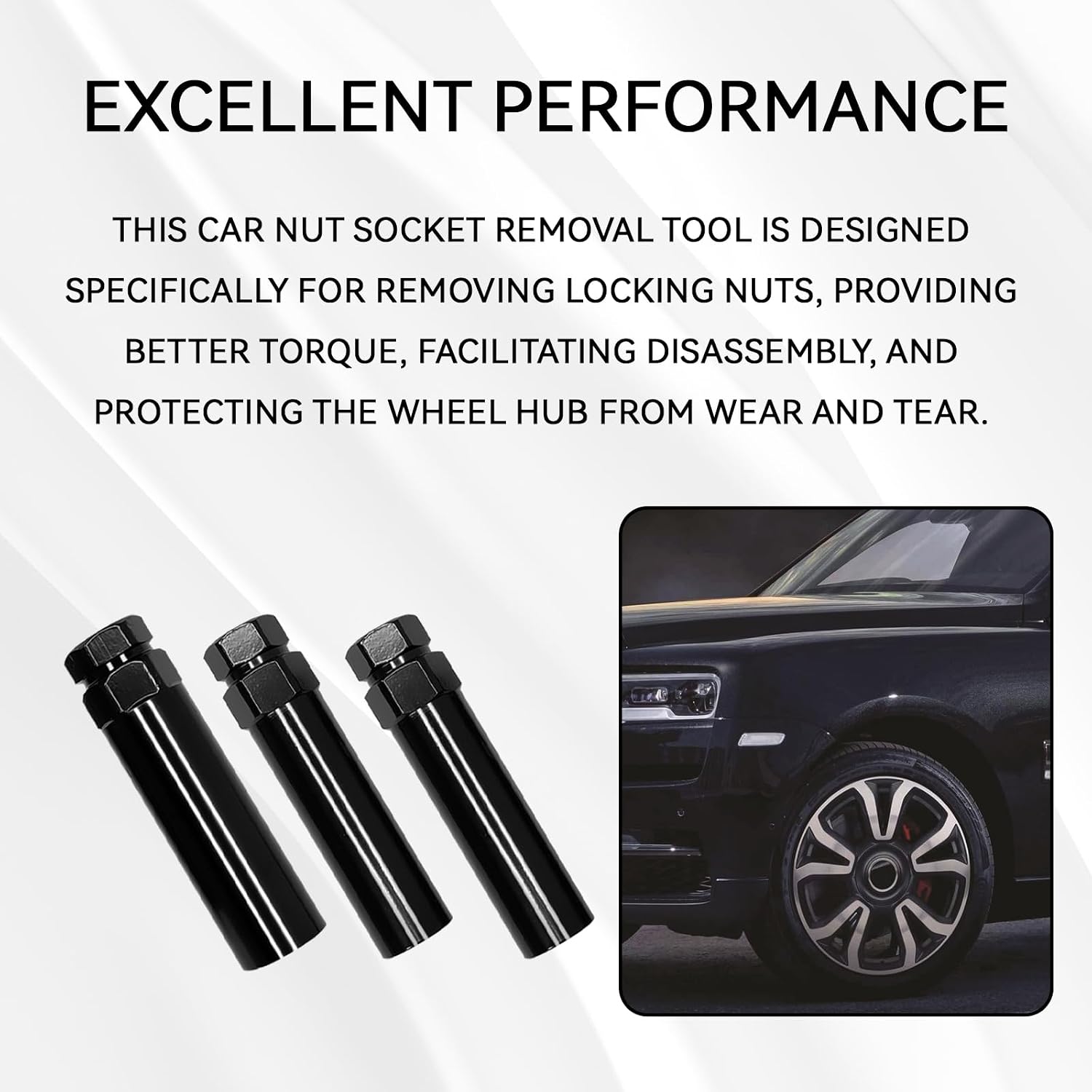 Large 6 Spline Lug Nut Socket Set 6 Spline Lug Nut Key Wheel Lock Key Removal Tool Locking Tuner Aftermarket Wrench Master Wheel Lock Set Spike for 21mm 13/16" and 22mm 7/8"(Large 6-Splines) image 4